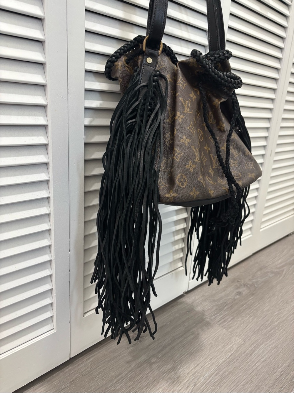 Monogram Drawstring Bucket Bag in Brown and Black with Original Dustbag - Picture 5 of 16